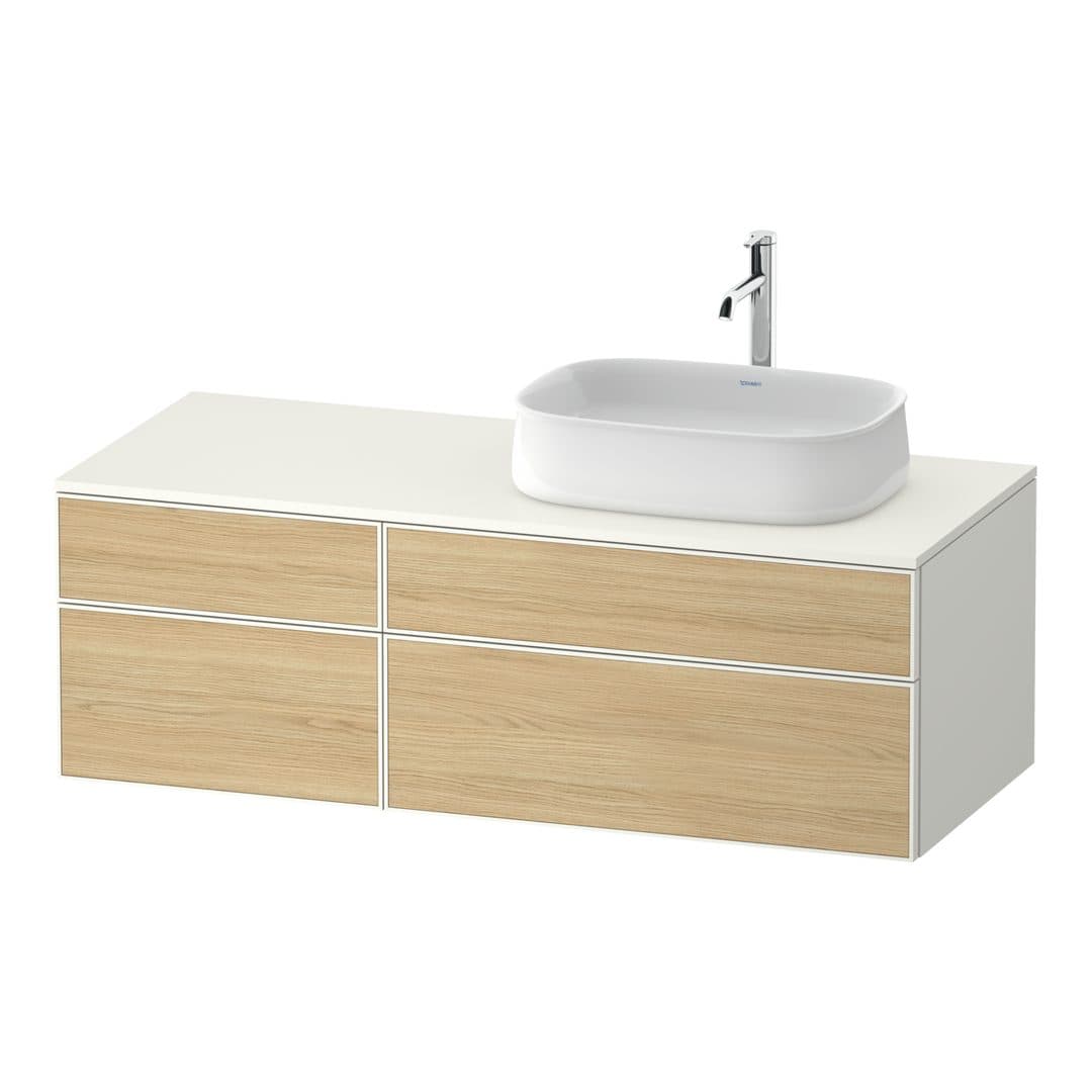 Duravit Zencha – Έπιπλο Νιπτήρα – 1300 mm, για κονσόλα, 4 συρτάρια, νιπτήρας δεξιά, σώμα White Super Matt – Natural oak, Decor (ZE4827030840000)