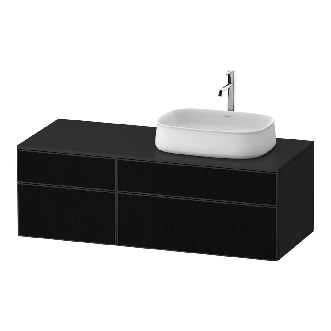 Duravit Zencha – Έπιπλο Νιπτήρα – 1300 mm, για κονσόλα, 4 συρτάρια, νιπτήρας δεξιά, σώμα Graphite Super Matt – Black line structure, Glass (ZE4827063800000)