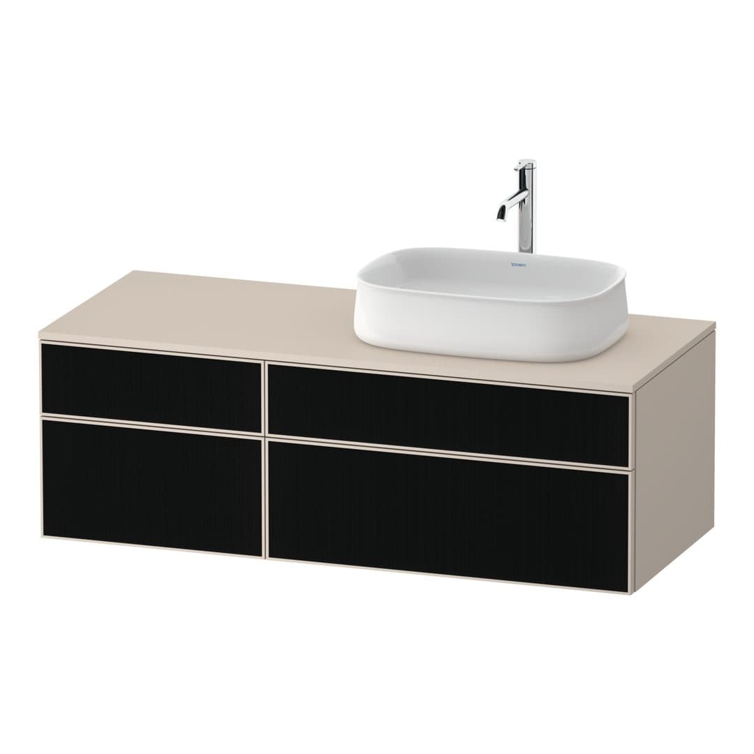 Duravit Zencha – Έπιπλο Νιπτήρα – 1300 mm, για κονσόλα, 4 συρτάρια, νιπτήρας δεξιά, σώμα Taupe Super Matt – Black line structure, Glass (ZE4827063830000)