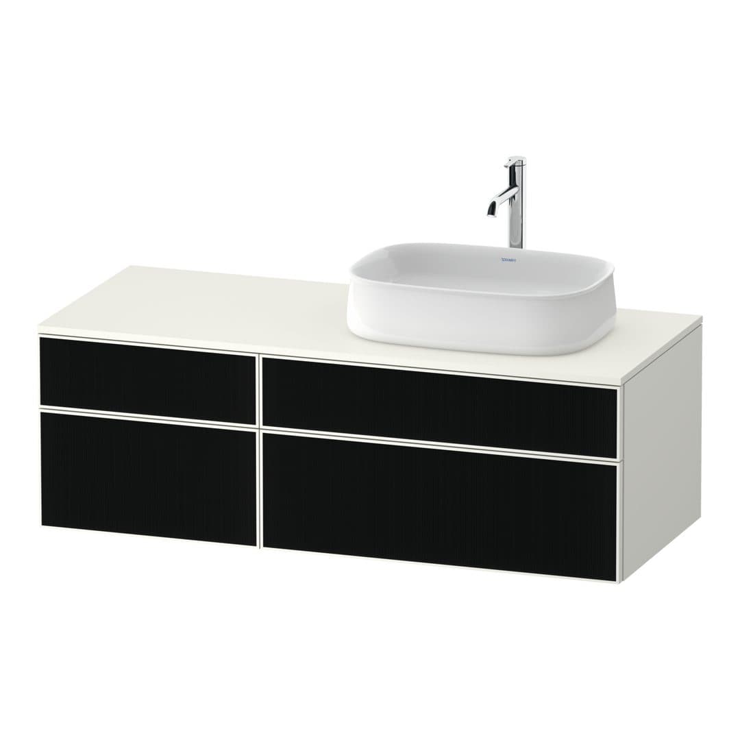 Duravit Zencha – Έπιπλο Νιπτήρα – 1300 mm, για κονσόλα, 4 συρτάρια, νιπτήρας δεξιά, σώμα White Super Matt – Black line structure, Glass (ZE4827063840000)