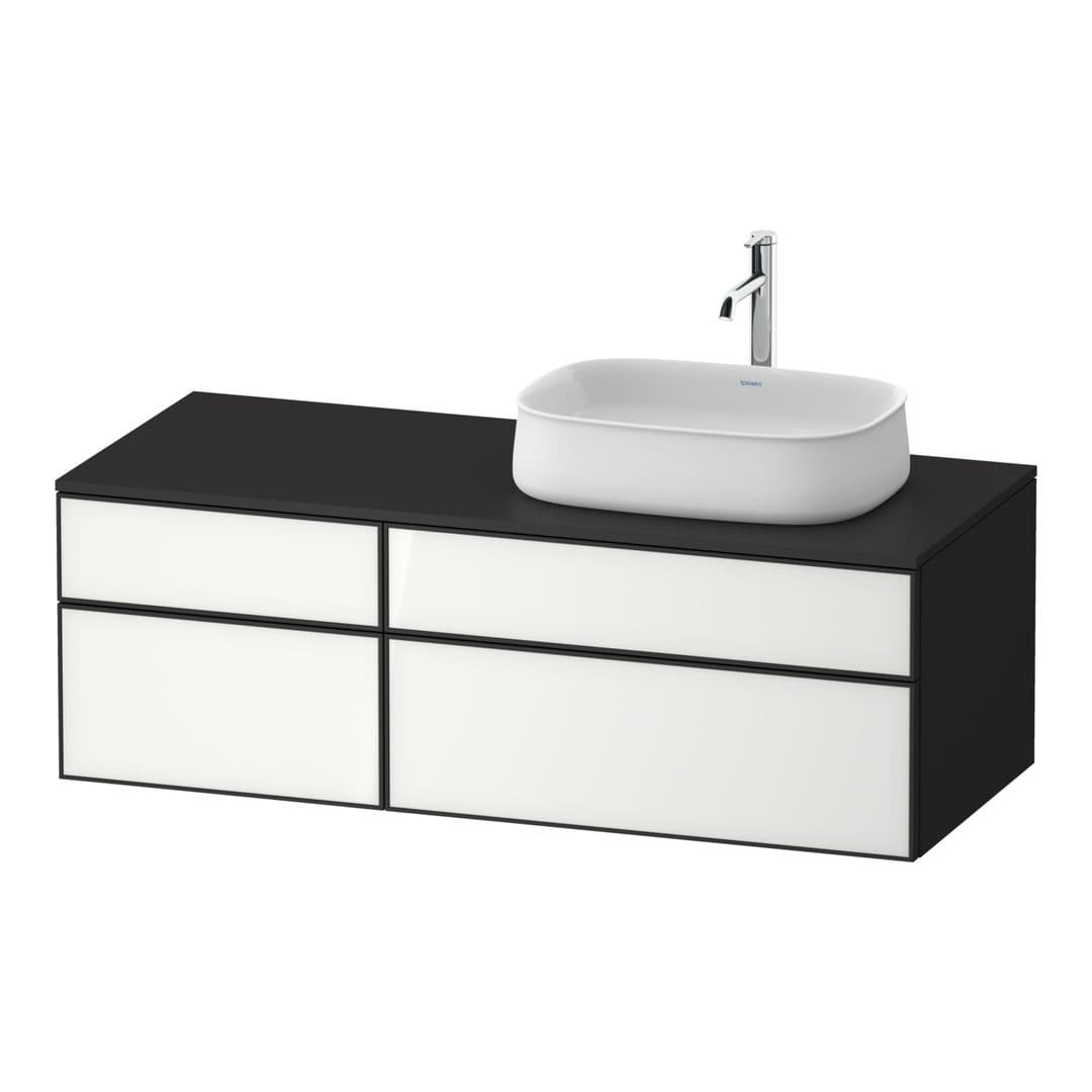 Duravit Zencha – Έπιπλο Νιπτήρα – 1300 mm, για κονσόλα, 4 συρτάρια, νιπτήρας δεξιά, σώμα Graphite Super Matt – White, Glass (ZE4827064800000)