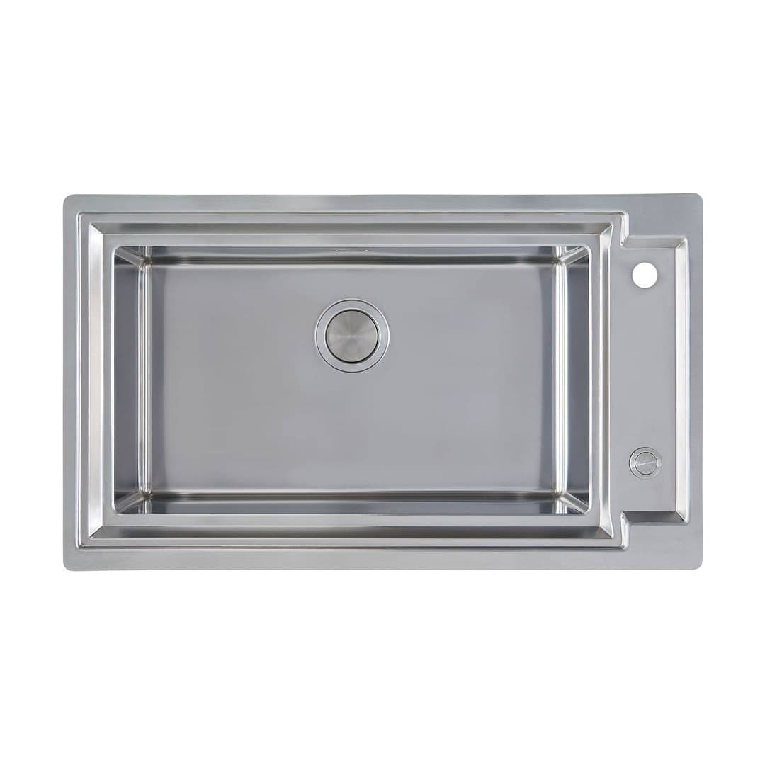 Foster Outline – Νεροχύτης 1 Γούρνας – Επικαθήμενος (χείλος 25 mm) 880×518 mm – Stainless steel (Brushed in line) (6625 000)