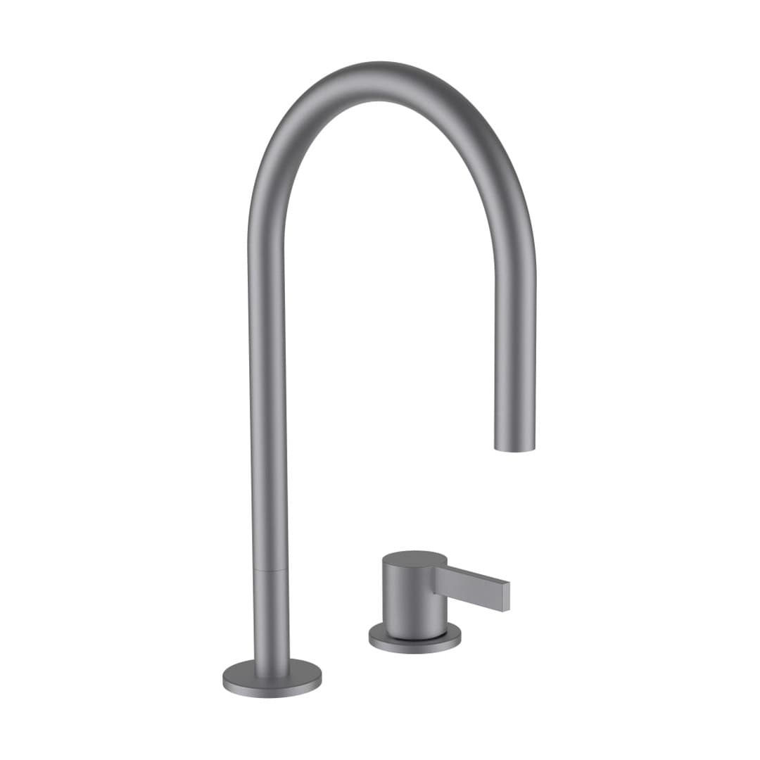 Laufen Kartell LAUFEN – Μπαταρία Νιπτήρα – προεξοχή 166 mm, 2 οπών, περιστρεφόμενο στόμιο, χωρίς βαλβίδα – PVD inox look (H3113320902201)
