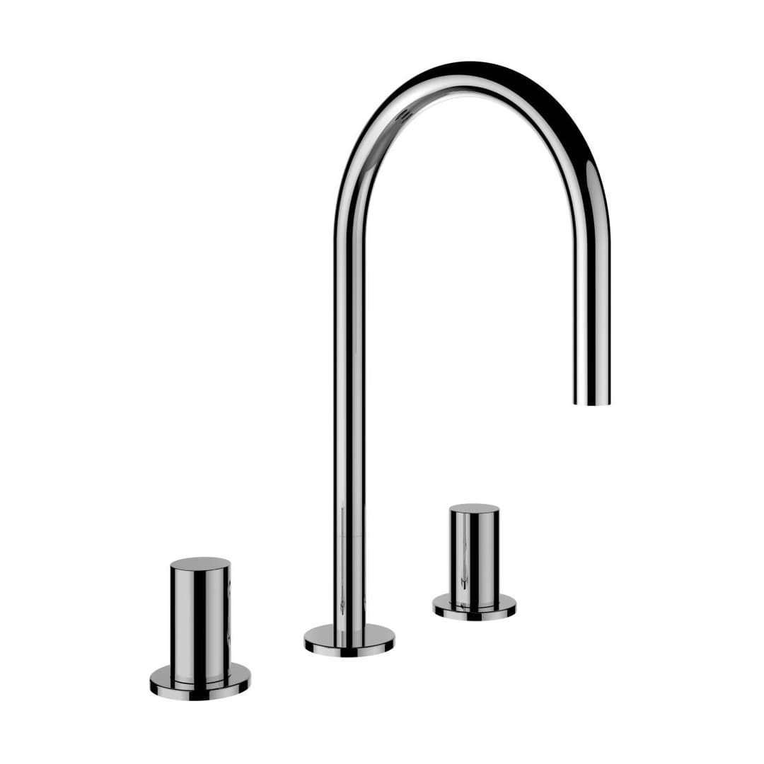 Laufen Kartell LAUFEN – Μπαταρία Νιπτήρα – προεξοχή 166 mm, 3 οπών, περιστρεφόμενο στόμιο, χωρίς βαλβίδα – Chrome (H3123330042201)