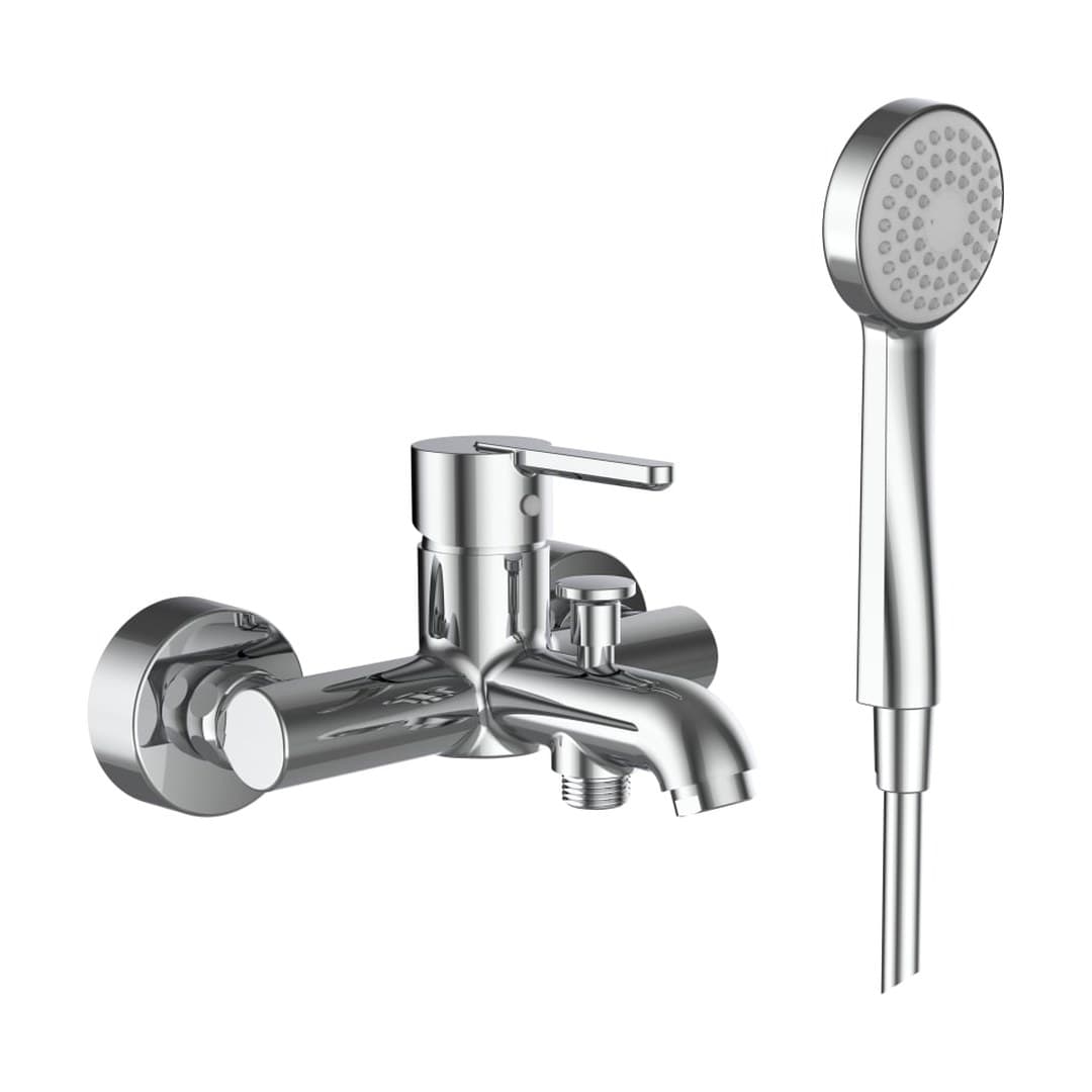 Laufen LUA – Μπαταρία Λουτρού Τοίχου – προεξοχή 159 mm, σωλήνας 1600 mm, με τηλέφωνο ντους – Chrome (H3210810041311)