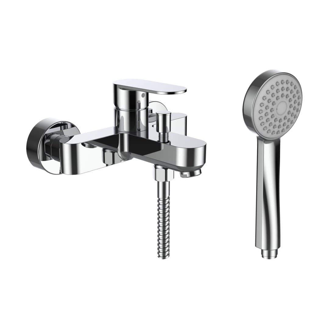 Laufen NEJA – Μπαταρία Λουτρού Τοίχου – προεξοχή 160 mm, σωλήνας 1600 mm, με τηλέφωνο ντους – Chrome (H3215170041311)