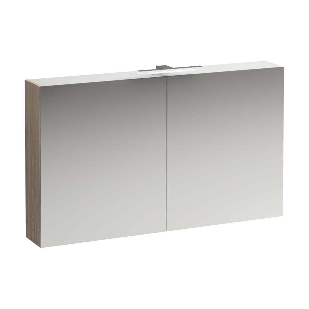 Laufen BASE – Καθρέπτης Μπάνιου – 1200 mm, 2 πόρτες, πρίζα, οριζόντιο LED – Light elm (H4029021102621)