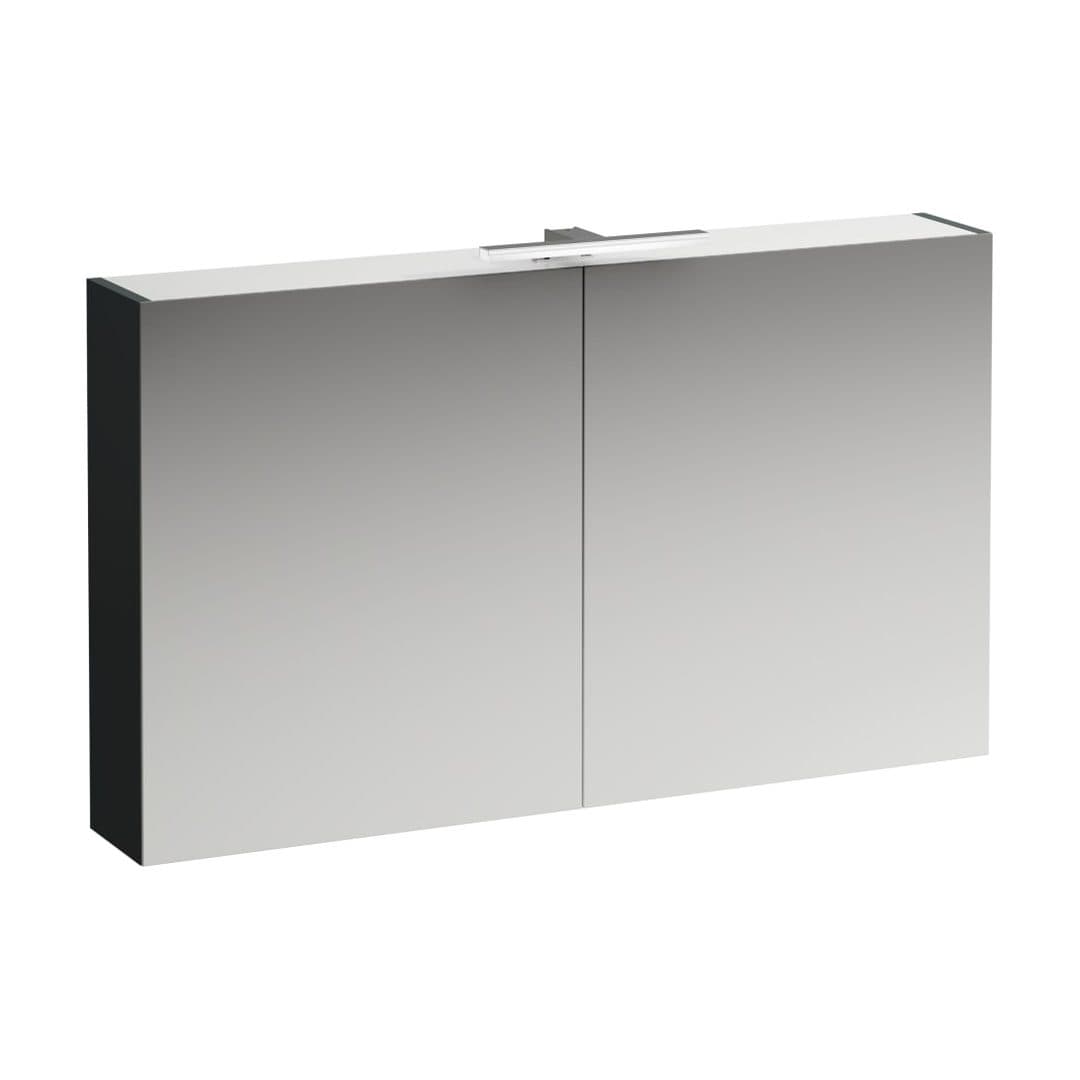 Laufen BASE – Καθρέπτης Μπάνιου – 1200 mm, 2 πόρτες, πρίζα, οριζόντιο LED – Traffic Grey (H4029021102661)