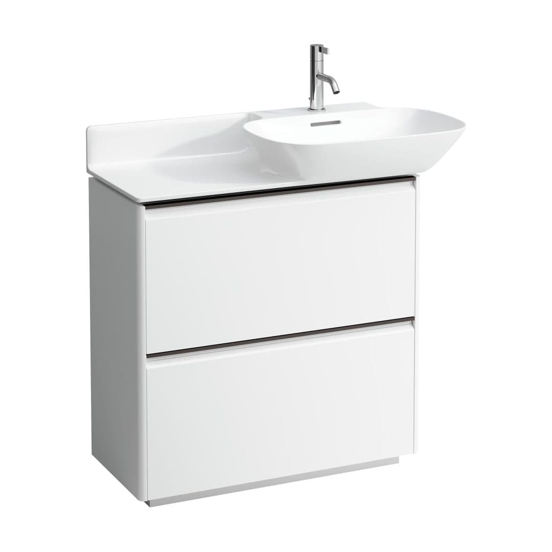 Laufen BASE – Έπιπλο Νιπτήρα – 770 mm, 2 συρτάρια, μαύρη λαβή, επιδαπέδιο – White Matt (H4030041102601)