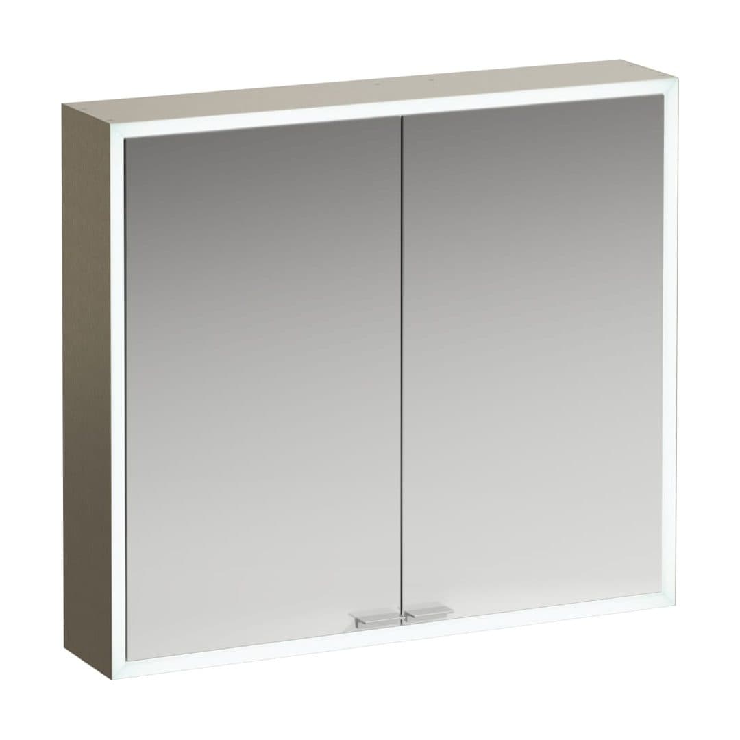 Laufen ILON – Καθρέπτης Μπάνιου – 800 mm, 2 πόρτες, LED, πρίζα, USB – Stainless steel brushed (H4034129259281)