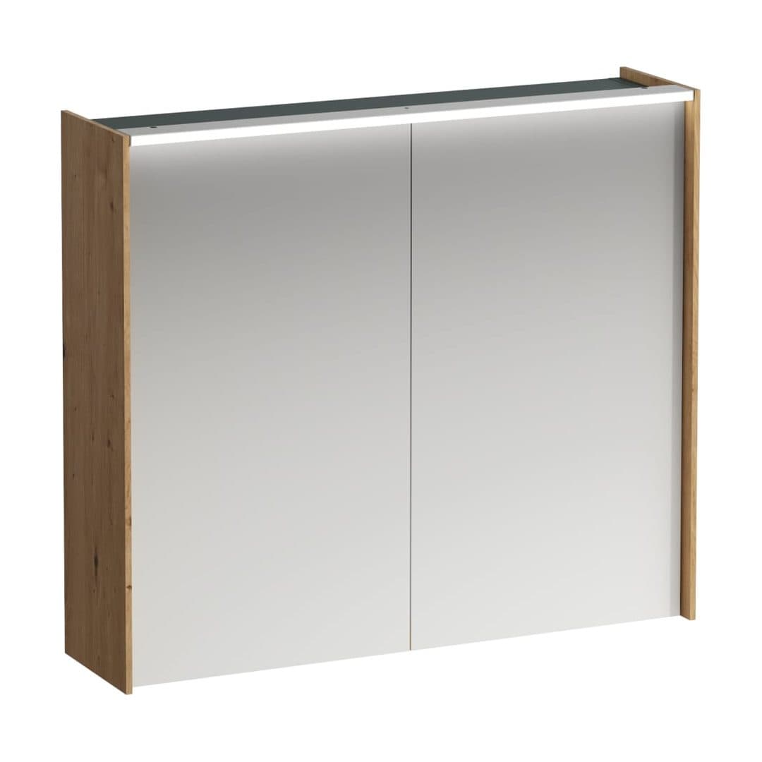 Laufen LANI – Καθρέπτης Μπάνιου – 820 mm, 2 πόρτες, πρίζα, οριζόντιο LED – Wild oak (H4037621122671)