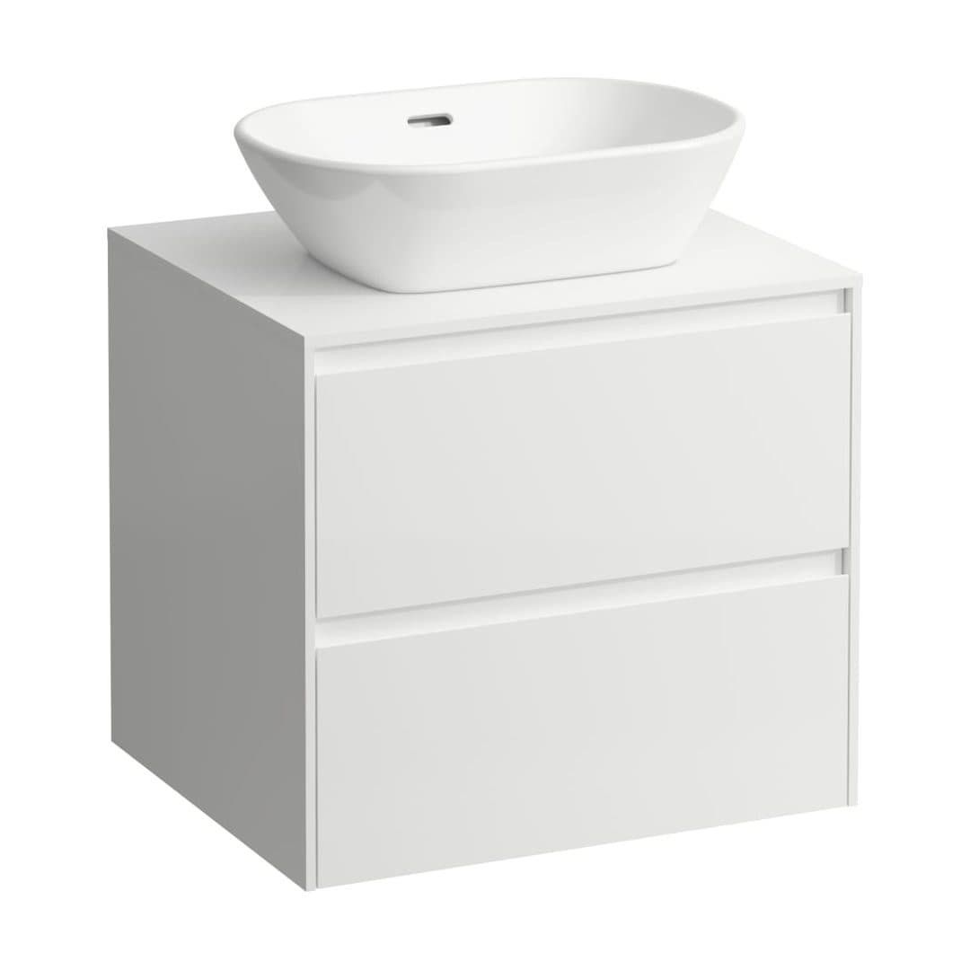 Laufen LANI – Έπιπλο Νιπτήρα – 585 mm, 2 συρτάρια, πάγκος 12 mm, κεντρικό άνοιγμα – White Matt (H4043011122601)