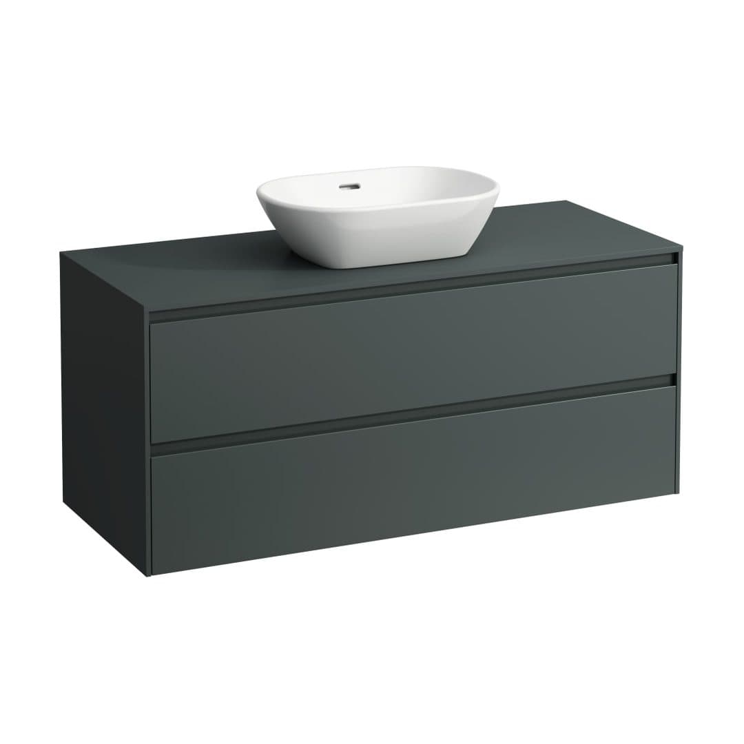 Laufen LANI – Έπιπλο Νιπτήρα – 1180 mm, 2 συρτάρια, πάγκος 12 mm, κεντρικό άνοιγμα – Traffic Grey (H4043311122661)