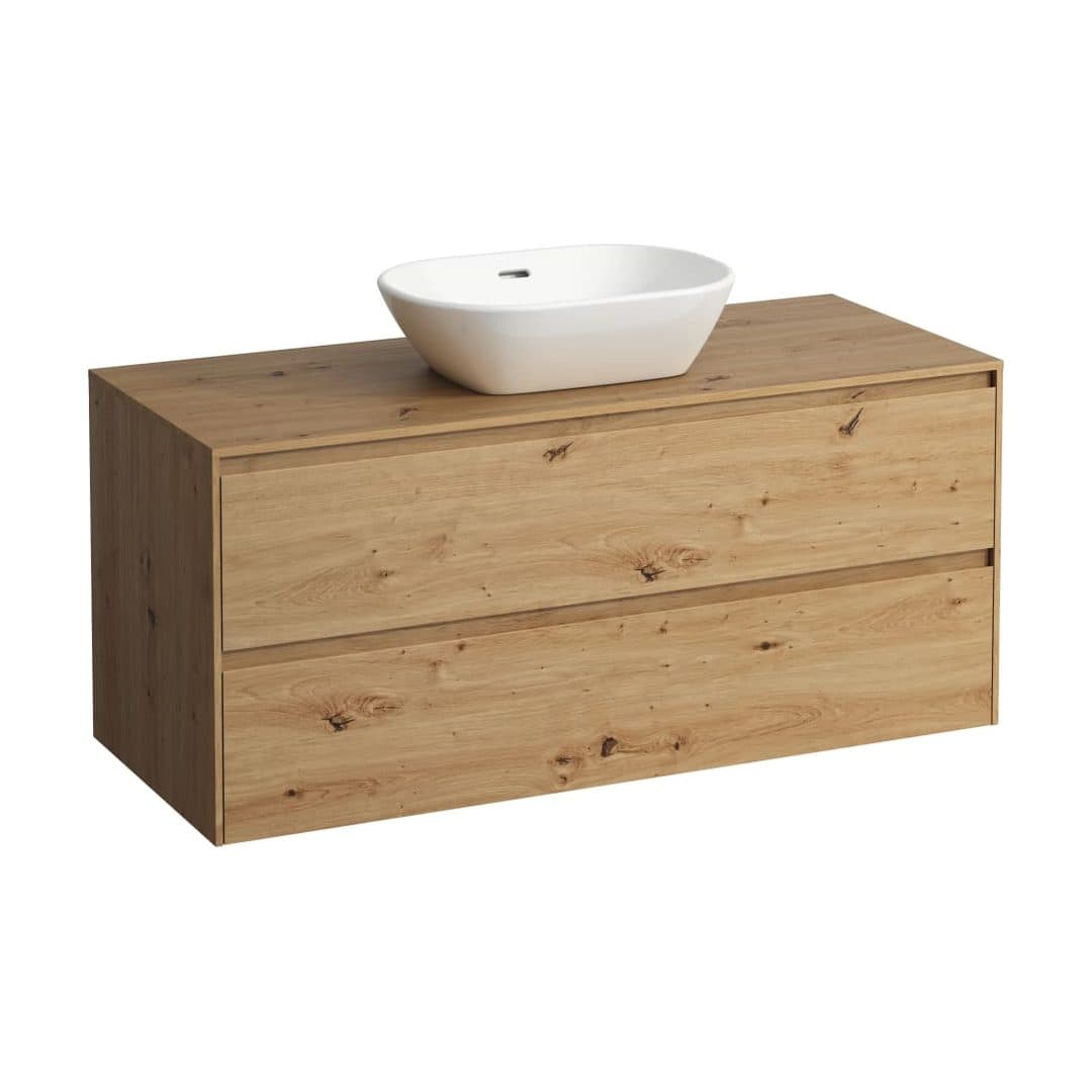 Laufen LANI – Έπιπλο Νιπτήρα – 1180 mm, 2 συρτάρια, πάγκος 12 mm, κεντρικό άνοιγμα – Wild oak (H4043311122671)