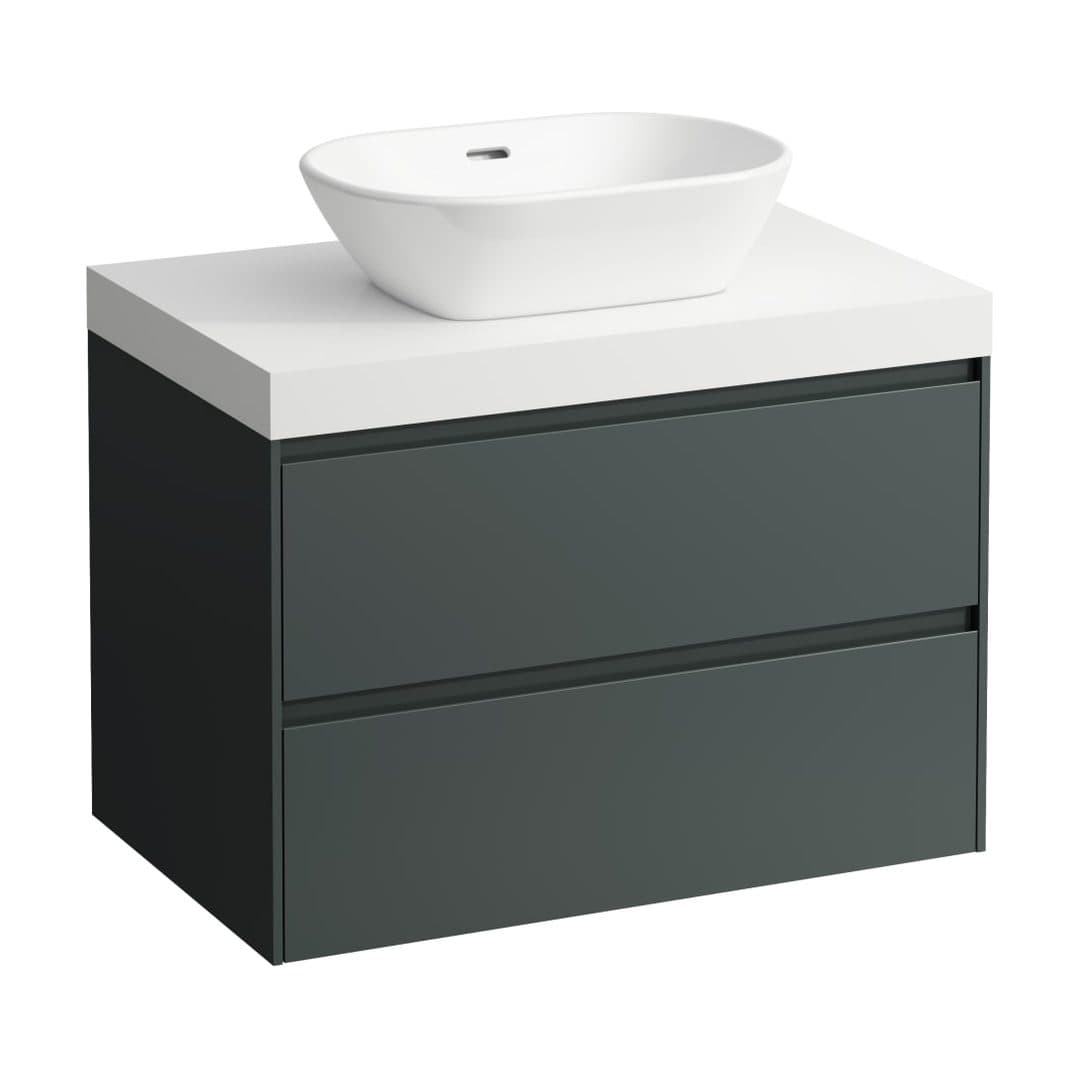 Laufen LANI – Έπιπλο Νιπτήρα – 785 mm, 2 συρτάρια, πάγκος White Matt, κεντρικό άνοιγμα – Traffic Grey (H4045511122661)
