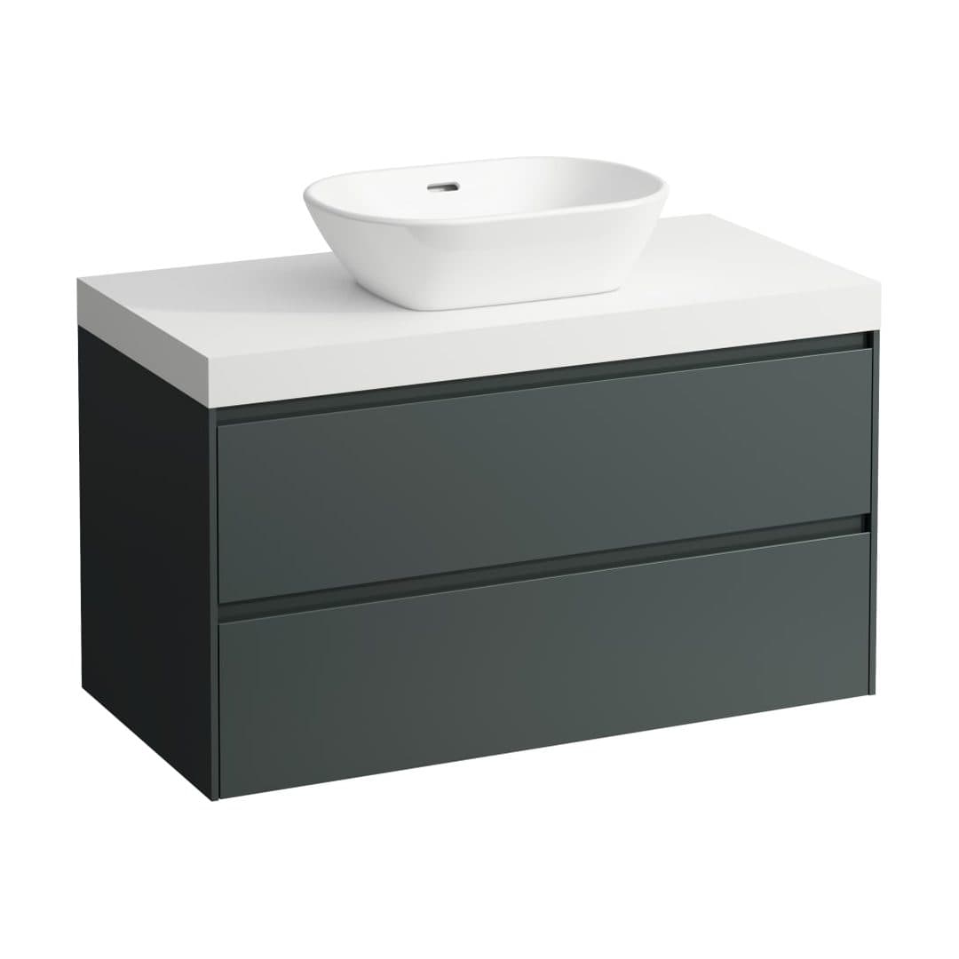 Laufen LANI – Έπιπλο Νιπτήρα – 985 mm, 2 συρτάρια, πάγκος White Matt, κεντρικό άνοιγμα – Traffic Grey (H4045611122661)