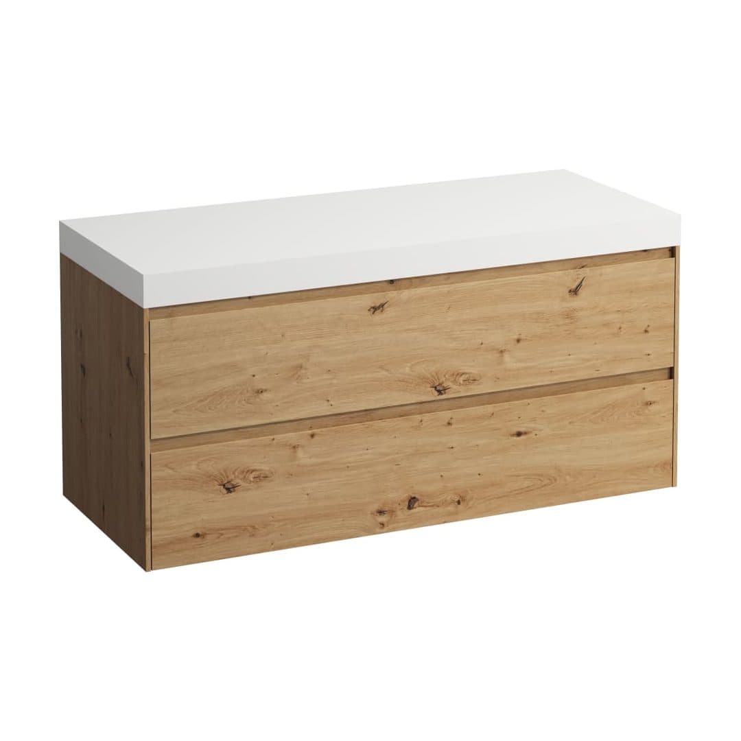 Laufen LANI – Ντουλάπι Μπάνιου – 1185 mm, 2 συρτάρια, πάγκος White Matt, χωρίς άνοιγμα – Wild oak (H4045701122671)