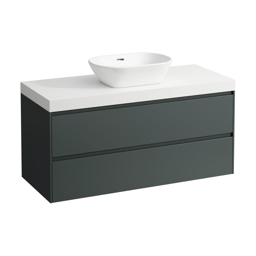 Laufen LANI – Έπιπλο Νιπτήρα – 1185 mm, 2 συρτάρια, πάγκος White Matt, κεντρικό άνοιγμα – Traffic Grey (H4045711122661)