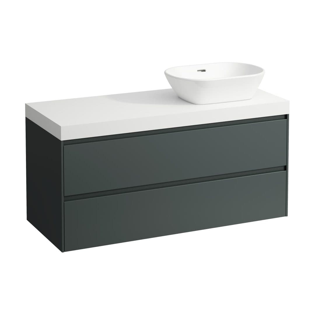 Laufen LANI – Έπιπλο Νιπτήρα – 1185 mm, 2 συρτάρια, πάγκος White Matt, άνοιγμα δεξιά – Traffic Grey (H4045731122661)