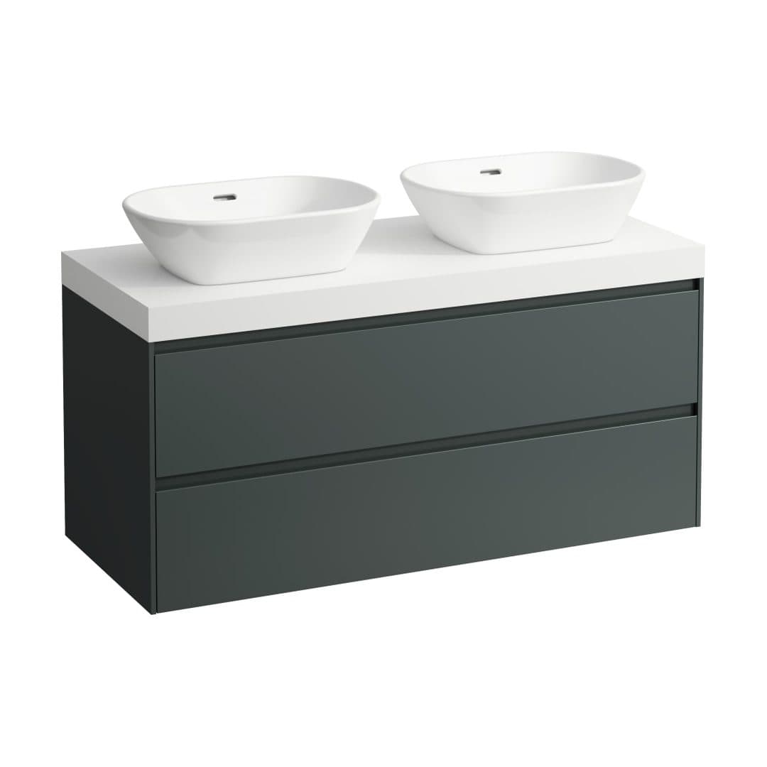 Laufen LANI – Έπιπλο Νιπτήρα – 1185 mm, 2 συρτάρια, πάγκος White Matt, ανοίγματα αριστερά & δεξιά – Traffic Grey (H4045741122661)