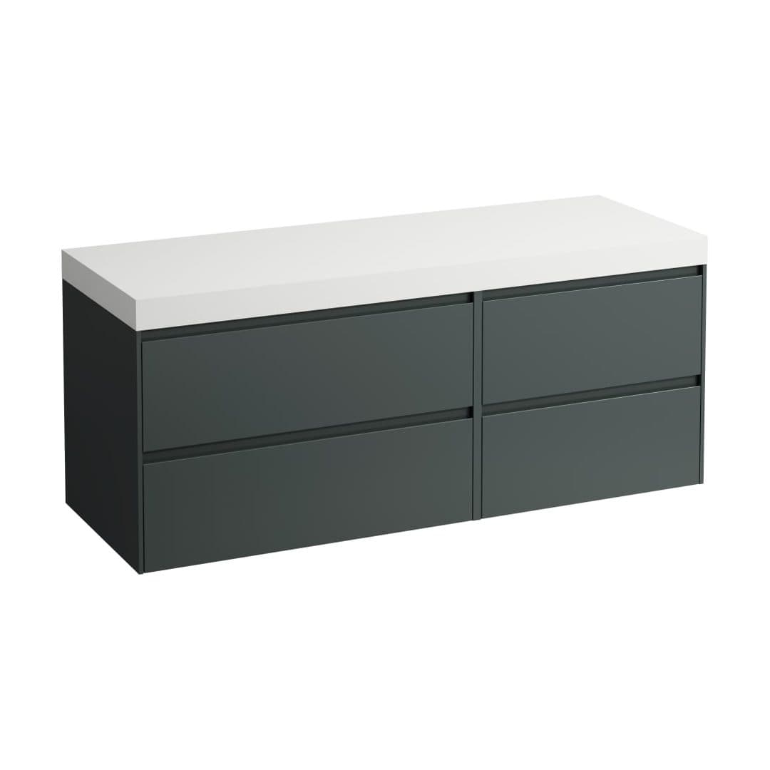 Laufen LANI – Ντουλάπι Μπάνιου – 1370 mm, 4 συρτάρια, πάγκος White Matt, 800 αριστερά + 600 δεξιά, χωρίς άνοιγμα – Traffic Grey (H4045801122661)
