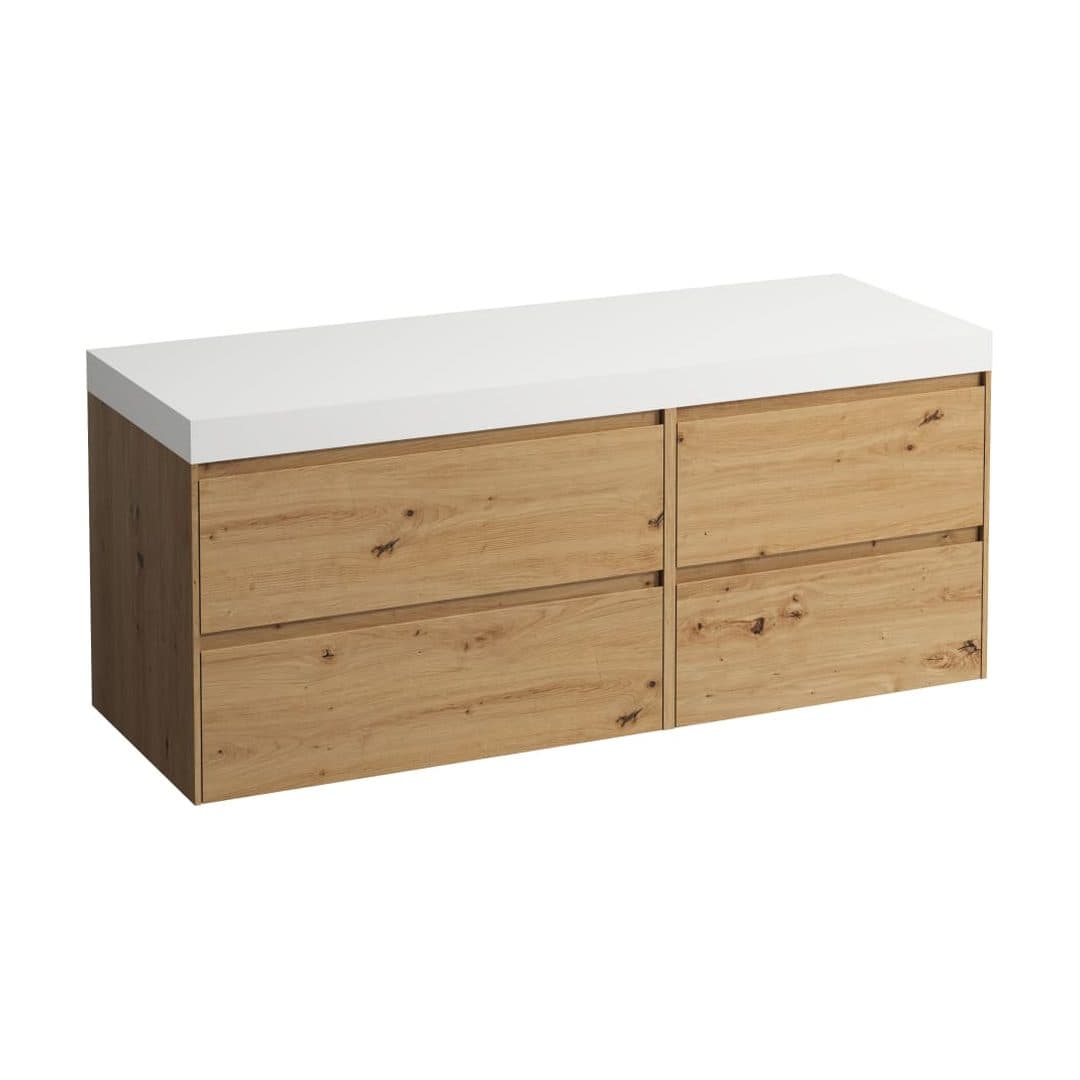 Laufen LANI – Ντουλάπι Μπάνιου – 1370 mm, 4 συρτάρια, πάγκος White Matt, 800 αριστερά + 600 δεξιά, χωρίς άνοιγμα – Wild oak (H4045801122671)