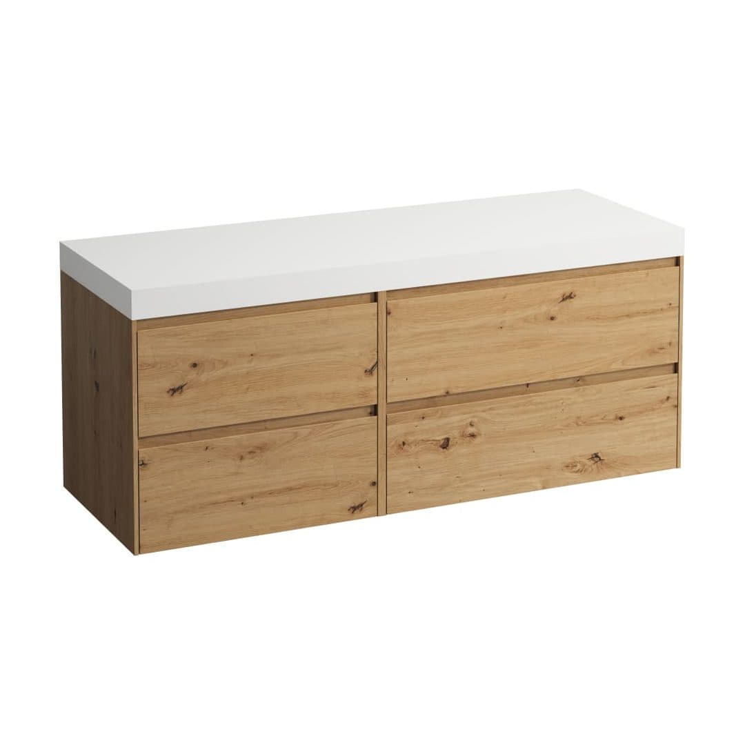 Laufen LANI – Ντουλάπι Μπάνιου – 1370 mm, 4 συρτάρια, πάγκος White Matt, 800 δεξιά + 600 αριστερά, χωρίς άνοιγμα – Wild oak (H4045811122671)