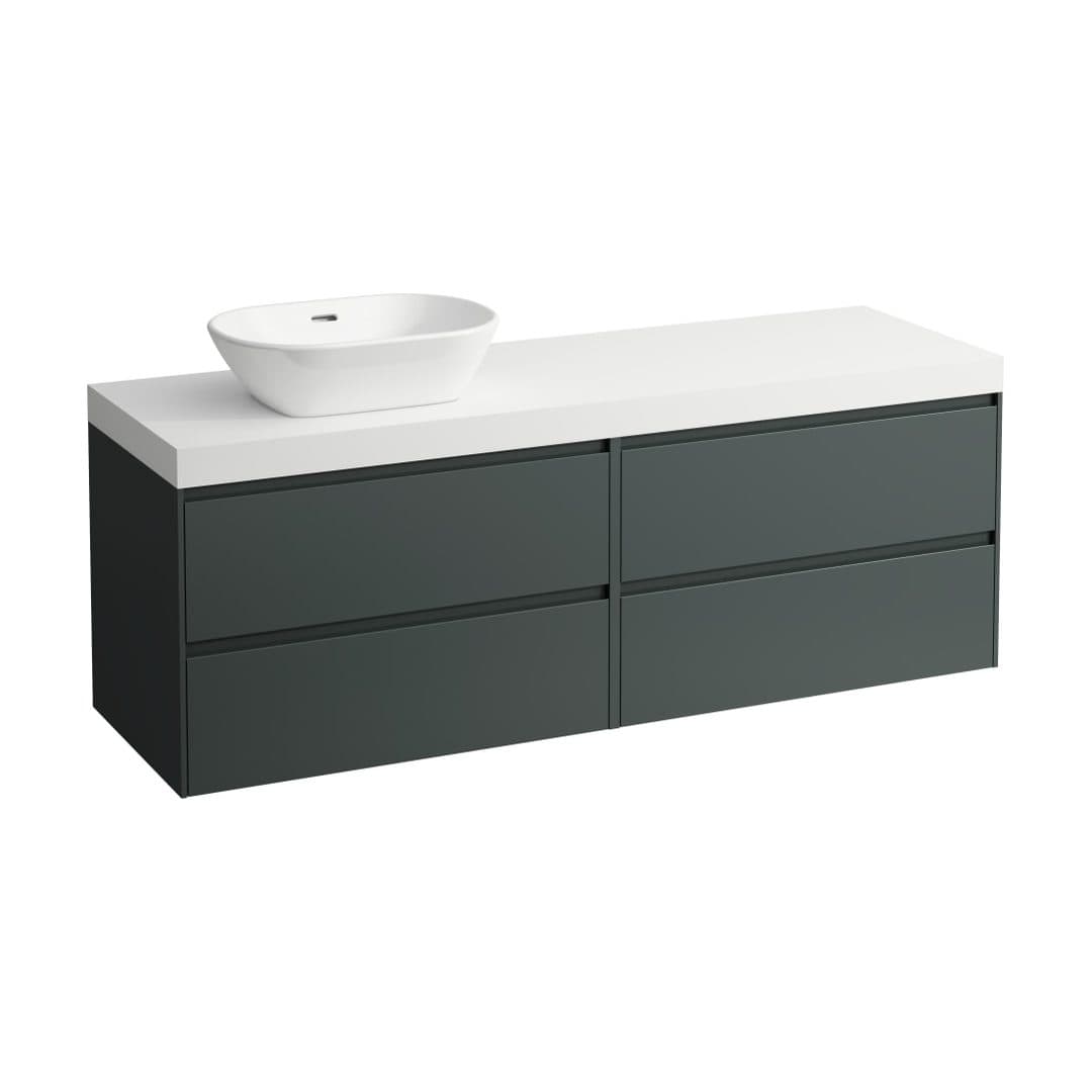 Laufen LANI – Έπιπλο Νιπτήρα – 1570 mm, 4 συρτάρια, πάγκος White Matt, άνοιγμα αριστερά – Traffic Grey (H4045921122661)