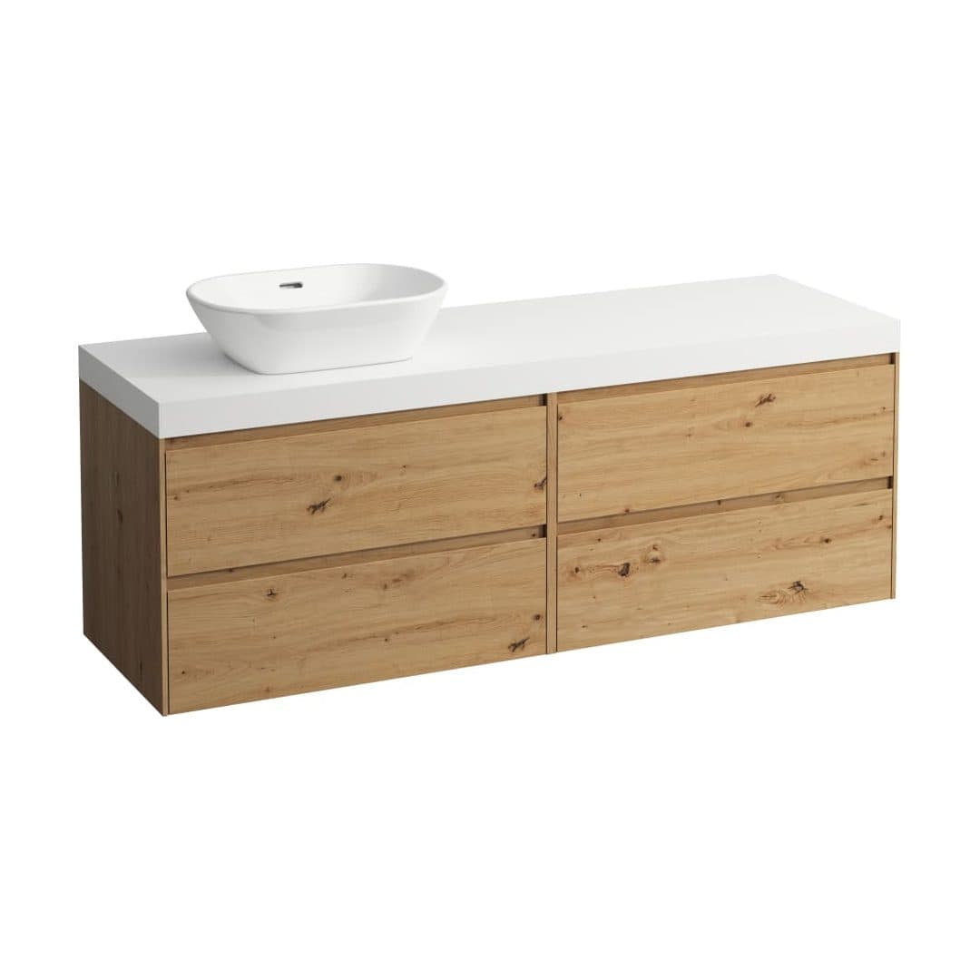 Laufen LANI – Έπιπλο Νιπτήρα – 1570 mm, 4 συρτάρια, πάγκος White Matt, άνοιγμα αριστερά – Wild oak (H4045921122671)