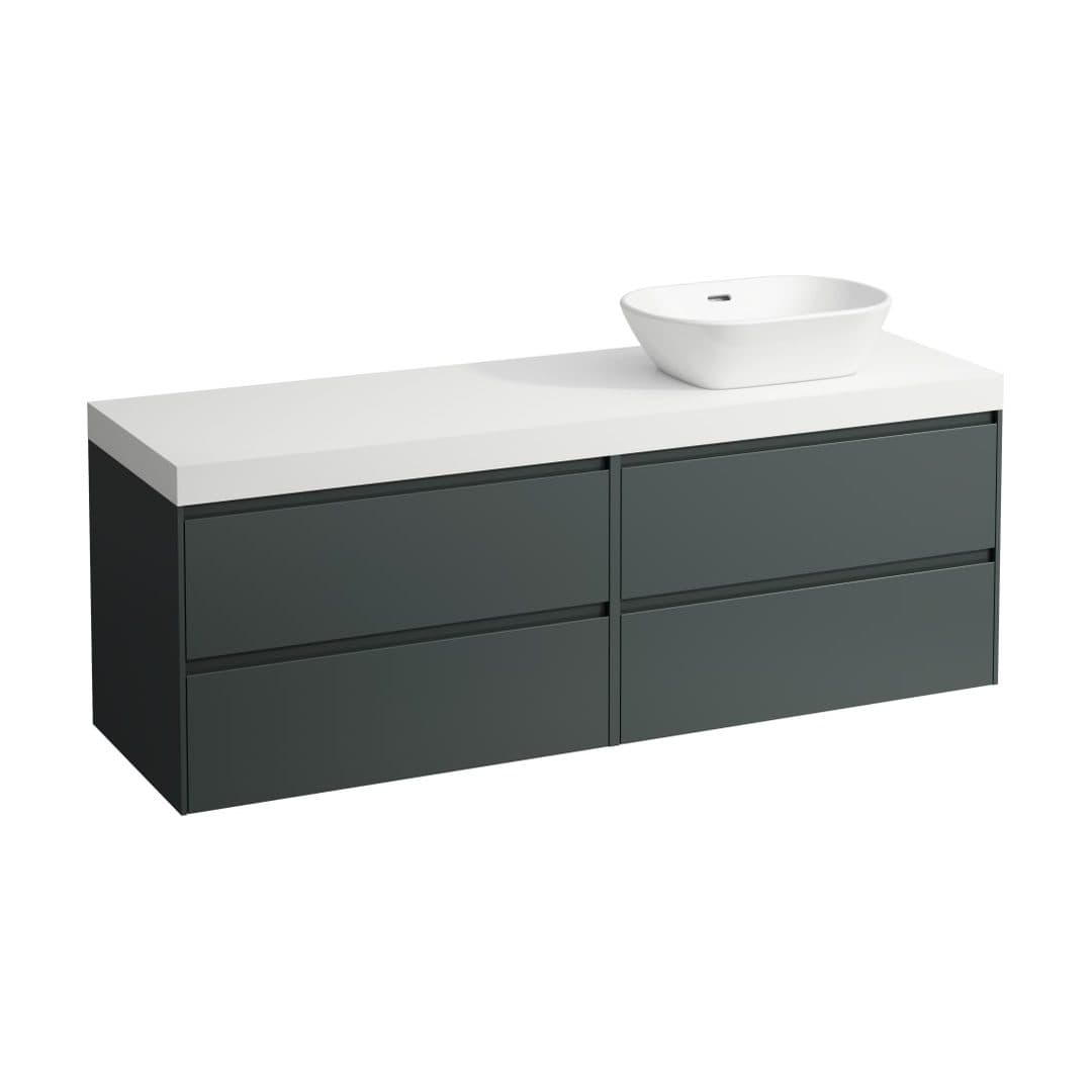 Laufen LANI – Έπιπλο Νιπτήρα – 1570 mm, 4 συρτάρια, πάγκος White Matt, άνοιγμα δεξιά – Traffic Grey (H4045931122661)