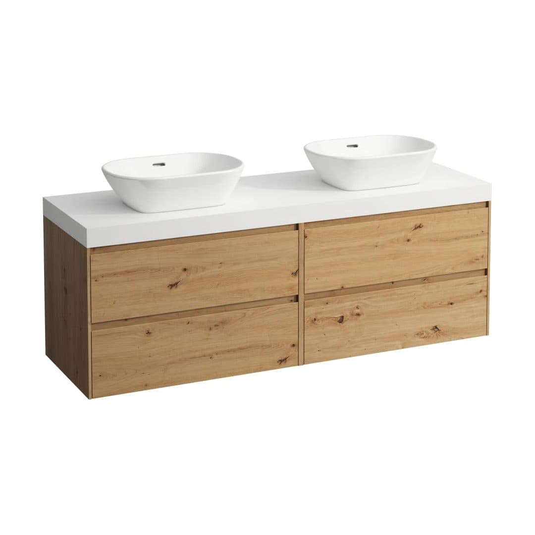 Laufen LANI – Έπιπλο Νιπτήρα – 1570 mm, 4 συρτάρια, πάγκος White Matt, ανοίγματα αριστερά & δεξιά – Wild oak (H4045941122671)