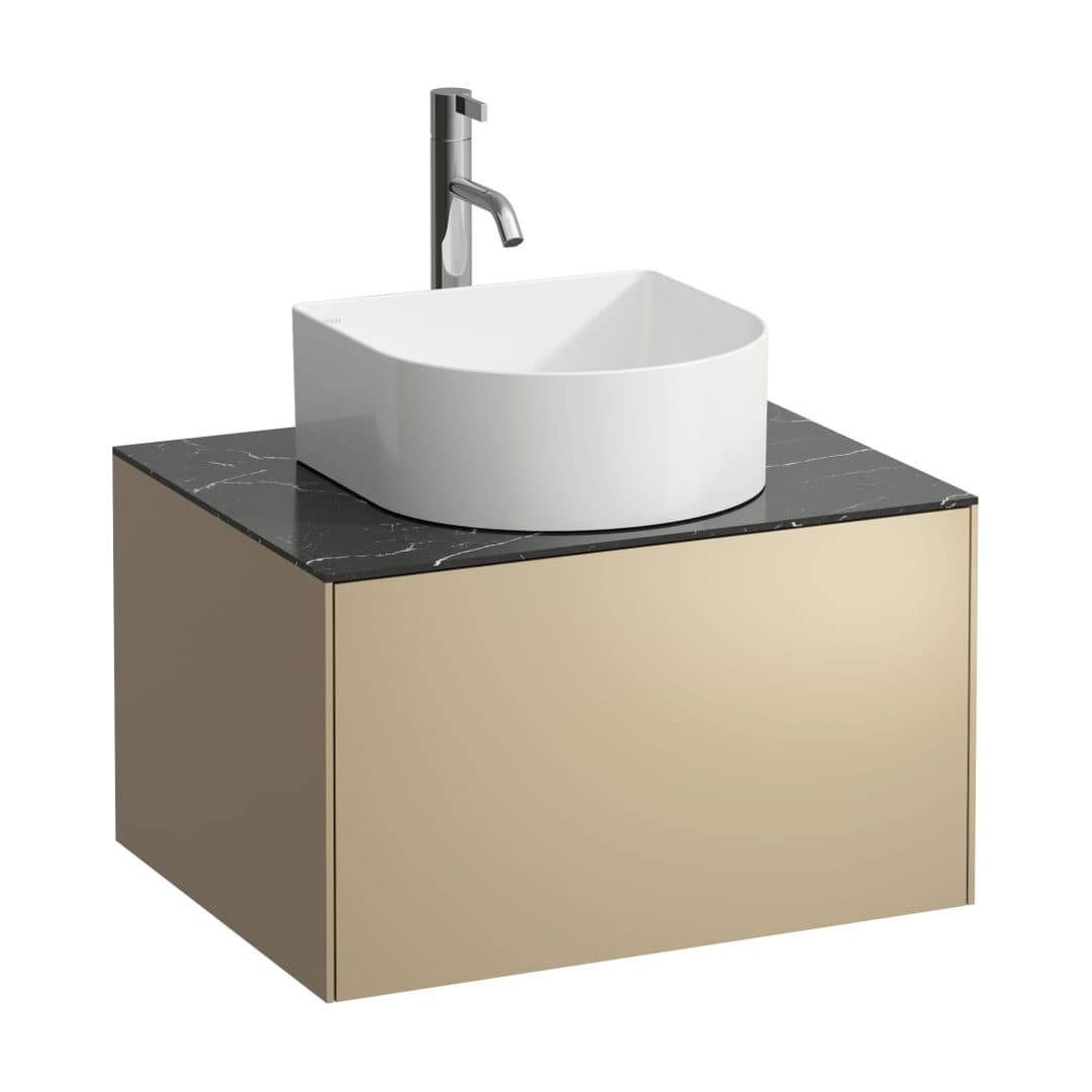 Laufen SONAR – Έπιπλο Νιπτήρα – 575 mm, 1 συρτάρι, κεντρικό άνοιγμα, με οπή μπαταρίας – Gold & Nero Marquina (H4054050341401)