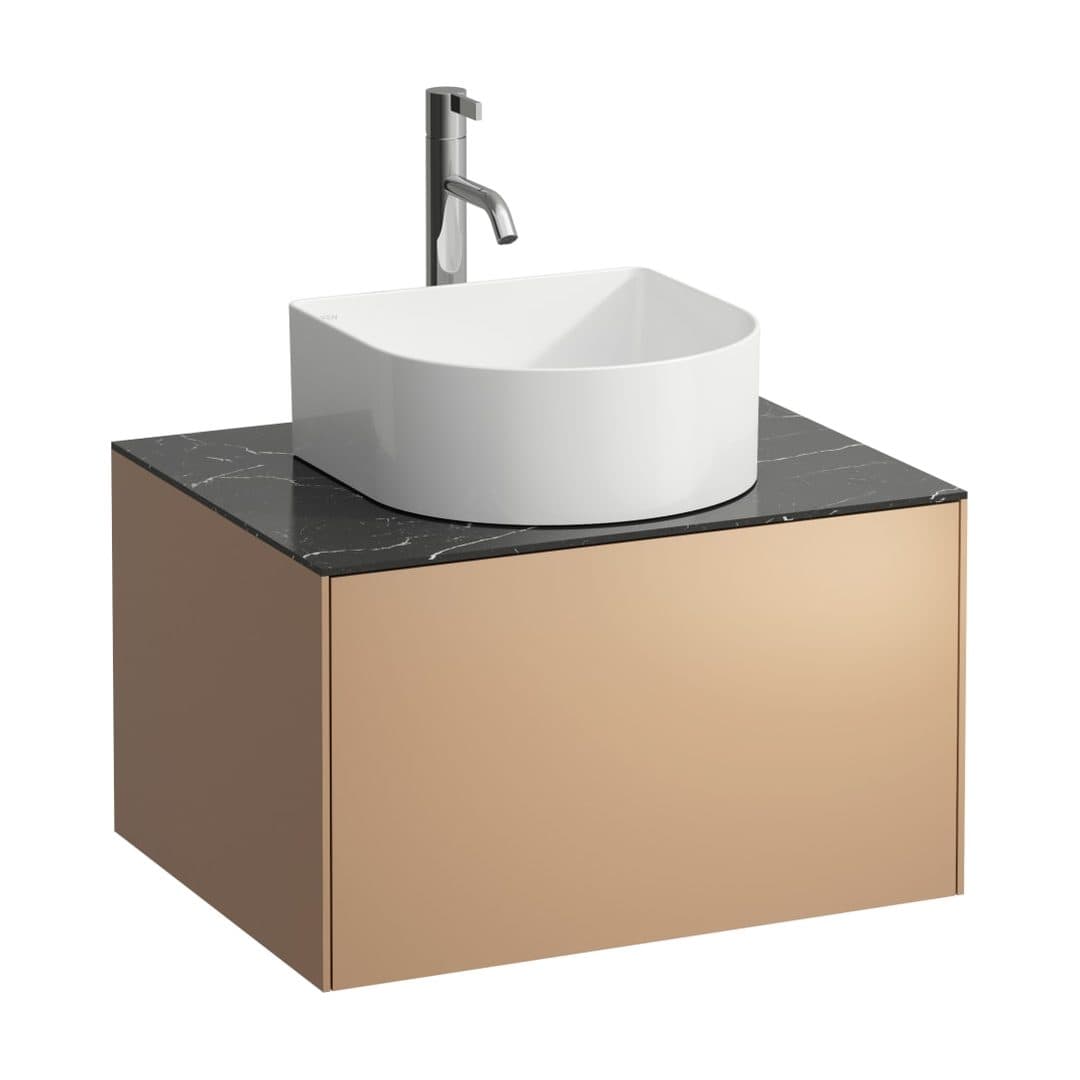 Laufen SONAR – Έπιπλο Νιπτήρα – 575 mm, 1 συρτάρι, κεντρικό άνοιγμα, με οπή μπαταρίας – Copper & Nero Marquina (H4054050341411)