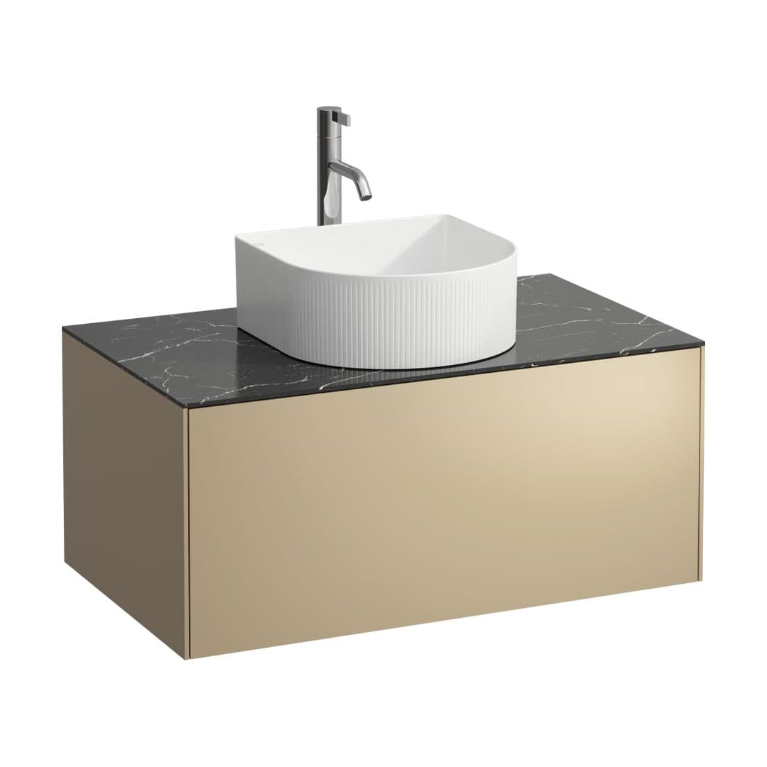 Laufen SONAR – Έπιπλο Νιπτήρα – 775 mm, 1 συρτάρι, κεντρικό άνοιγμα, με οπή μπαταρίας – Gold & Nero Marquina (H4054150341401)