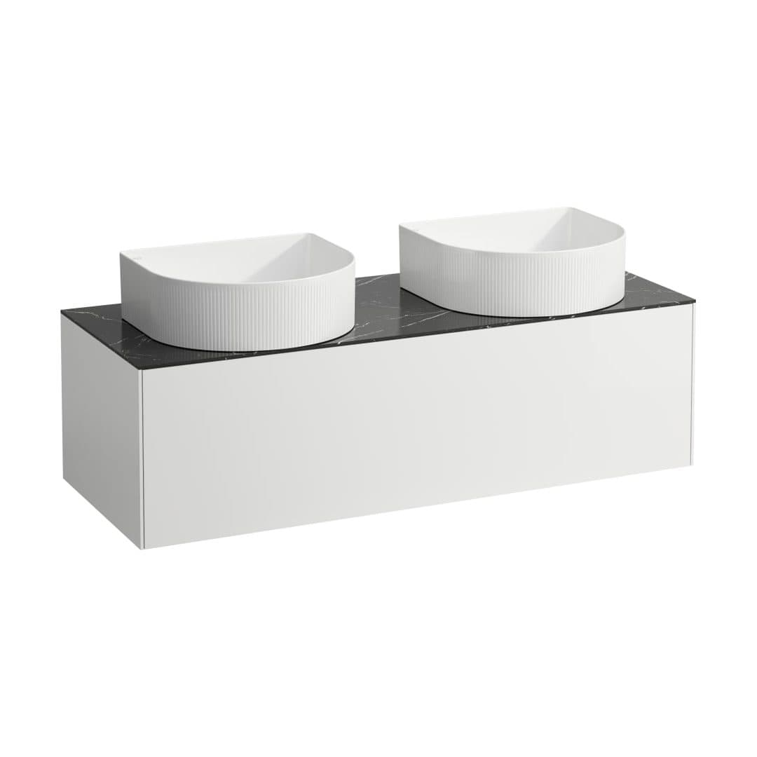 Laufen SONAR – Έπιπλο Νιπτήρα – 1175 mm, 1 συρτάρι, ανοίγματα αριστερά & δεξιά, για νιπτήρα H812340 – White Matt & Nero Marquina (H4054240341431)