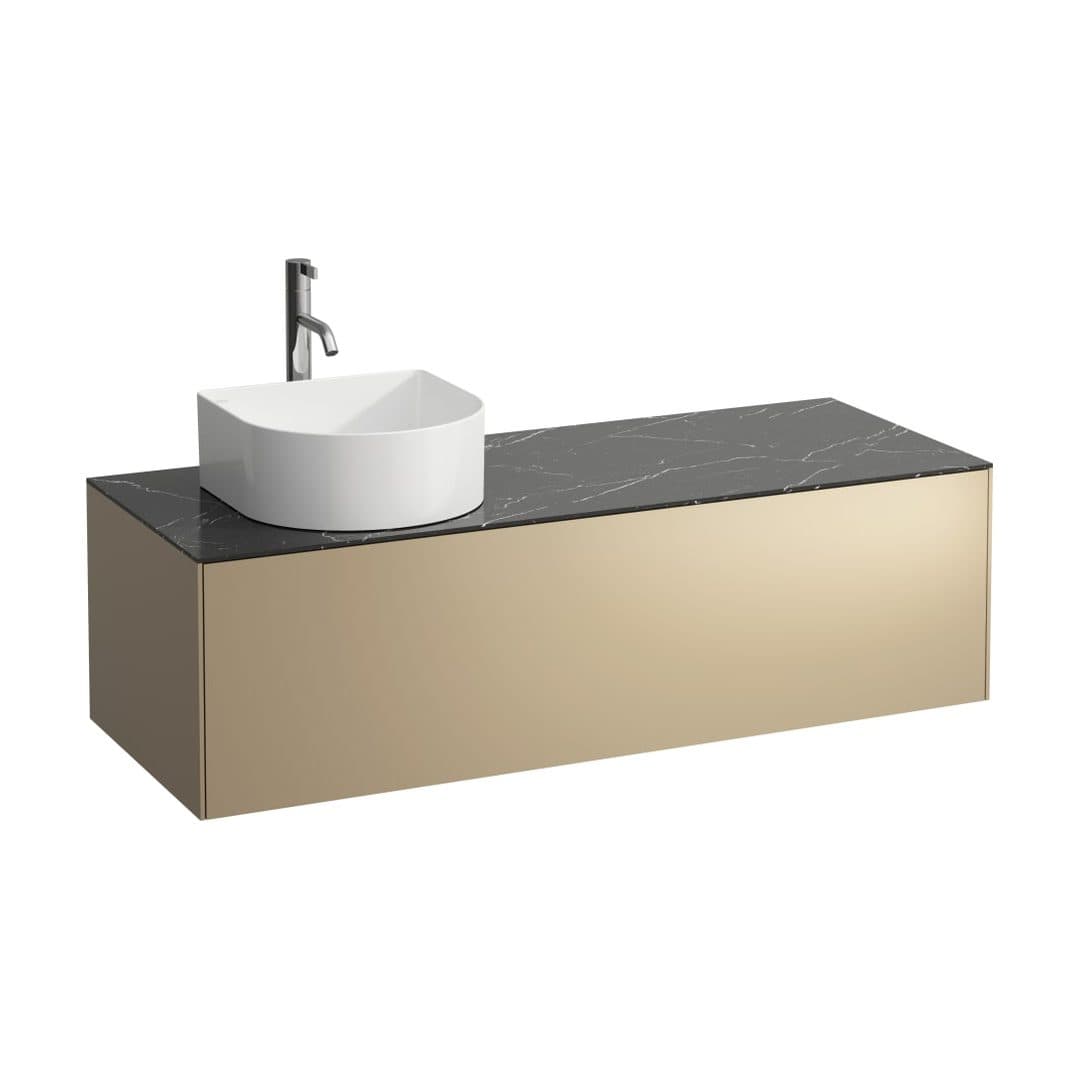 Laufen SONAR – Έπιπλο Νιπτήρα – 1175 mm, 1 συρτάρι, άνοιγμα αριστερά, με οπή μπαταρίας – Gold & Nero Marquina (H4054260341401)