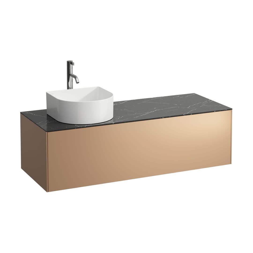 Laufen SONAR – Έπιπλο Νιπτήρα – 1175 mm, 1 συρτάρι, άνοιγμα αριστερά, με οπή μπαταρίας – Copper & Nero Marquina (H4054260341411)
