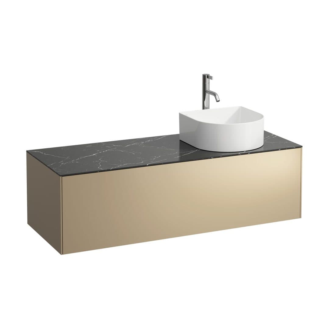Laufen SONAR – Έπιπλο Νιπτήρα – 1175 mm, 1 συρτάρι, άνοιγμα δεξιά, με οπή μπαταρίας – Gold & Nero Marquina (H4054270341401)