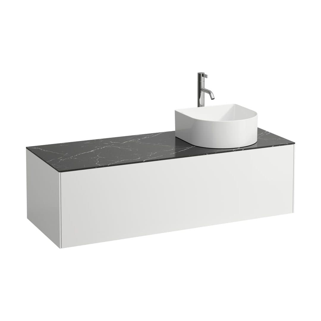 Laufen SONAR – Έπιπλο Νιπτήρα – 1175 mm, 1 συρτάρι, άνοιγμα δεξιά, με οπή μπαταρίας – White Matt & Nero Marquina (H4054270341431)