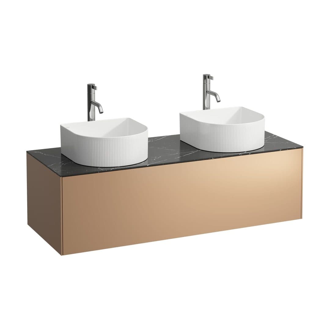 Laufen SONAR – Έπιπλο Νιπτήρα – 1175 mm, 1 συρτάρι, ανοίγματα αριστερά & δεξιά, με οπή μπαταρίας – Copper & Nero Marquina (H4054280341411)