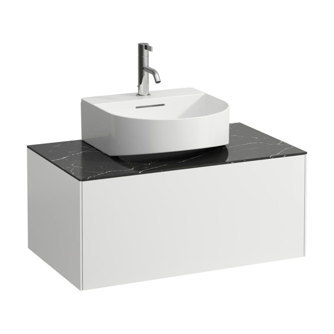 Laufen SONAR – Έπιπλο Νιπτήρα – 775 mm, 1 συρτάρι, κεντρικό άνοιγμα, για νιπτήρα H816341 – White Matt & Nero Marquina (H4054410341431)