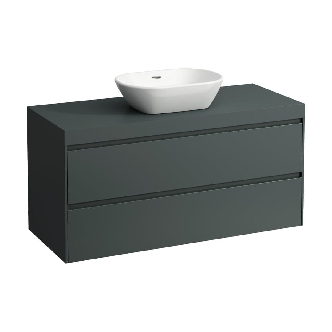 Laufen LANI – Έπιπλο Νιπτήρα – 1185 mm, 2 συρτάρια, πάγκος Traffic Grey, κεντρικό άνοιγμα – Traffic Grey (H4055711122661)