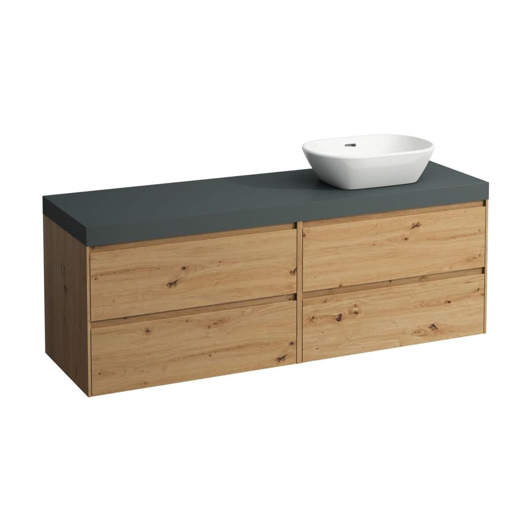 Laufen LANI – Έπιπλο Νιπτήρα – 1570 mm, 4 συρτάρια, πάγκος Traffic Grey, άνοιγμα δεξιά – Wild oak (H4055931122671)