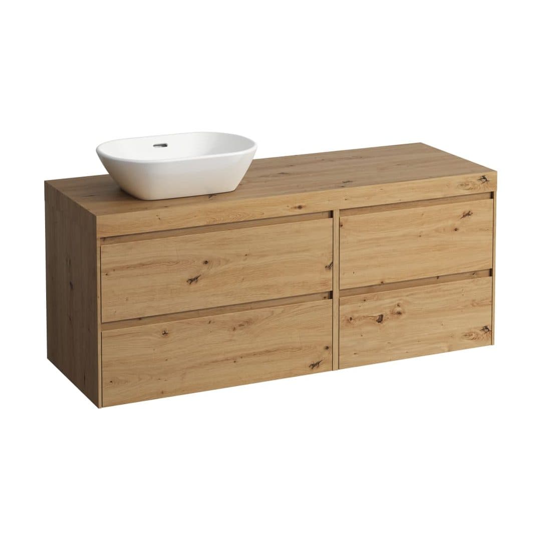 Laufen LANI – Έπιπλο Νιπτήρα – 1370 mm, 4 συρτάρια, πάγκος Wild oak, 800 αριστερά + 600 δεξιά, άνοιγμα αριστερά – Wild oak (H4065821122671)