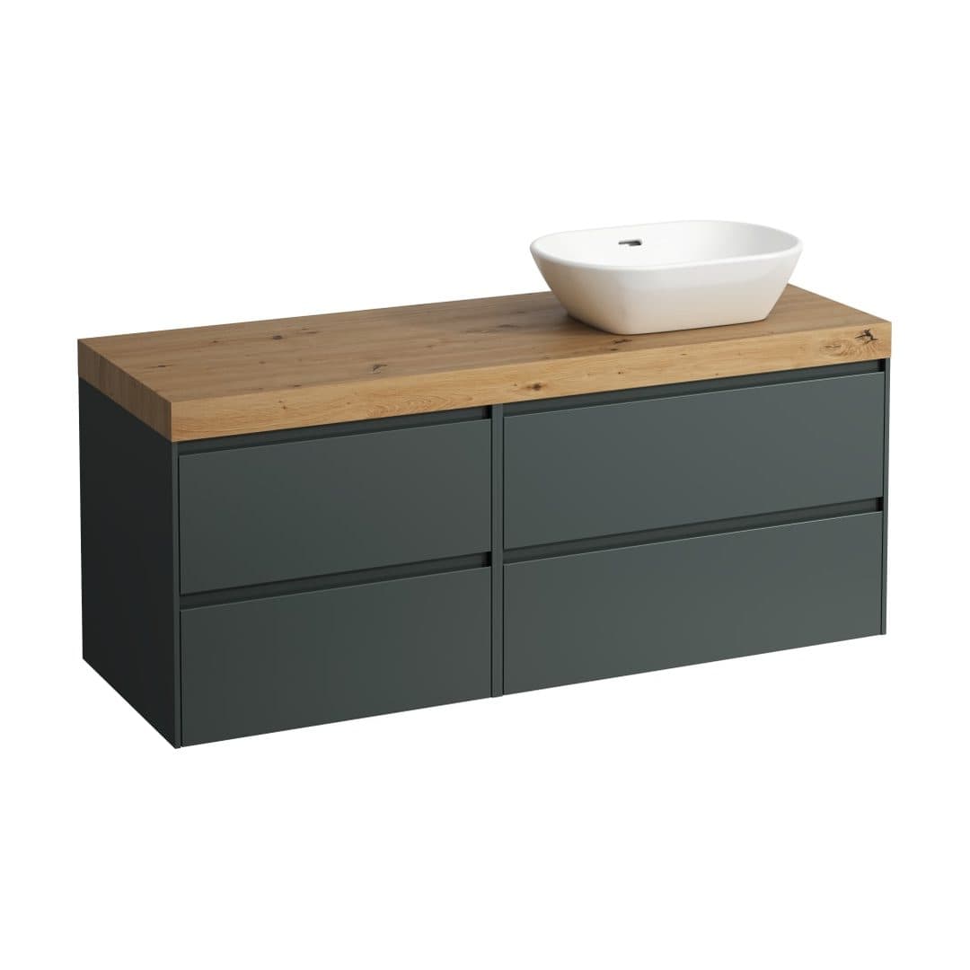Laufen LANI – Έπιπλο Νιπτήρα – 1370 mm, 4 συρτάρια, πάγκος Wild oak, 800 δεξιά + 600 αριστερά, άνοιγμα δεξιά – Traffic Grey (H4065831122661)