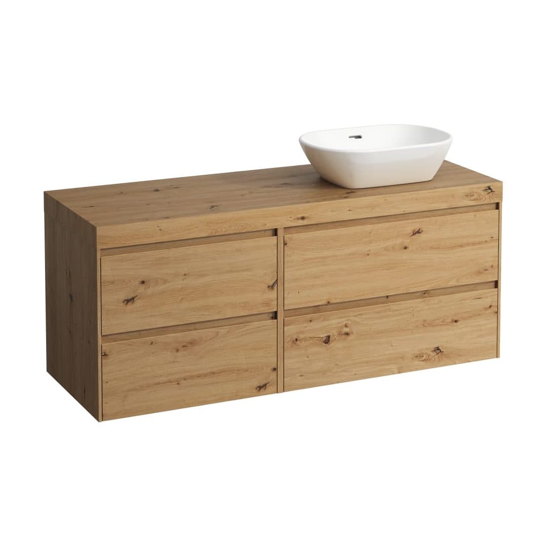 Laufen LANI – Έπιπλο Νιπτήρα – 1370 mm, 4 συρτάρια, πάγκος Wild oak, 800 δεξιά + 600 αριστερά, άνοιγμα δεξιά – Wild oak (H4065831122671)
