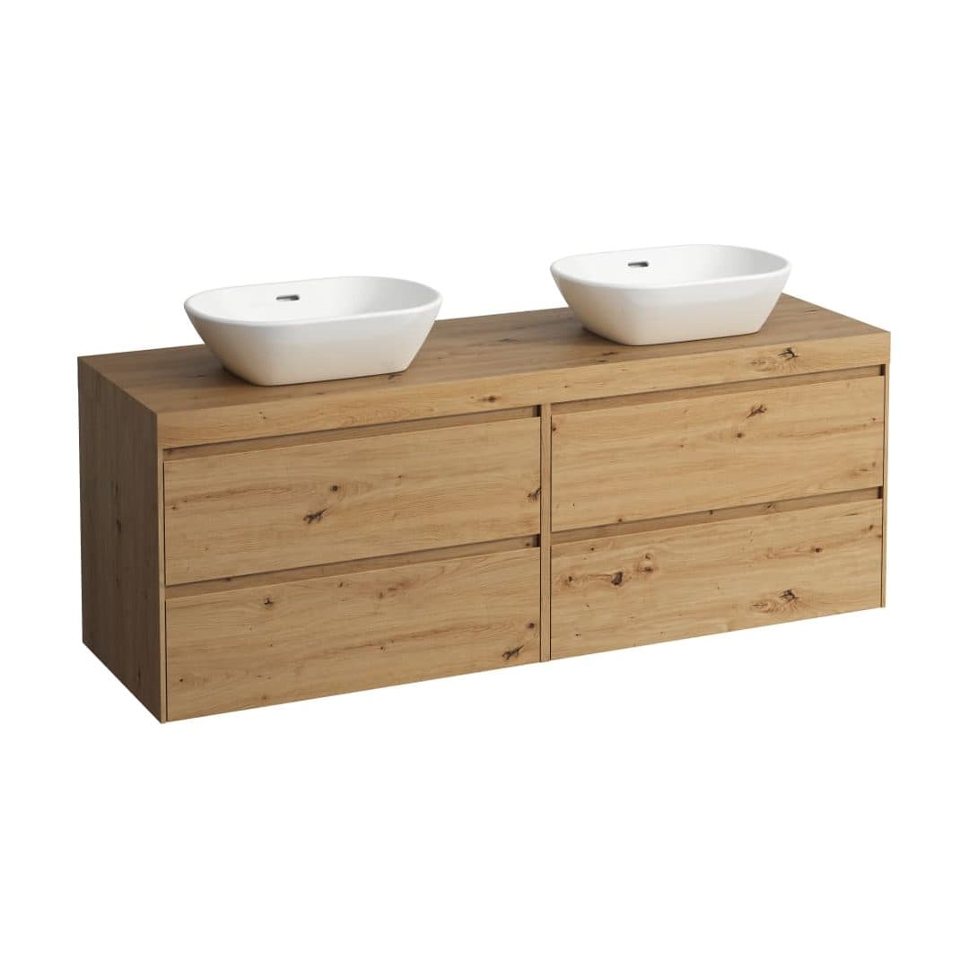 Laufen LANI – Έπιπλο Νιπτήρα – 1570 mm, 4 συρτάρια, πάγκος Wild oak, ανοίγματα αριστερά & δεξιά – Wild oak (H4065941122671)