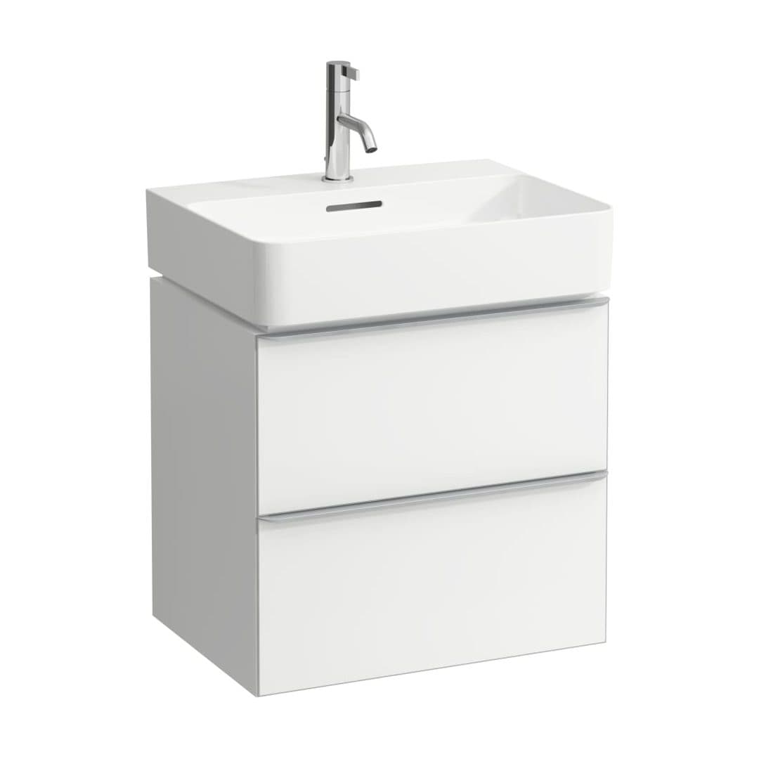 Laufen SPACE – Έπιπλο Νιπτήρα – 535 mm, 2 συρτάρια – Matt white, with handle aluminium (H4101221601001)