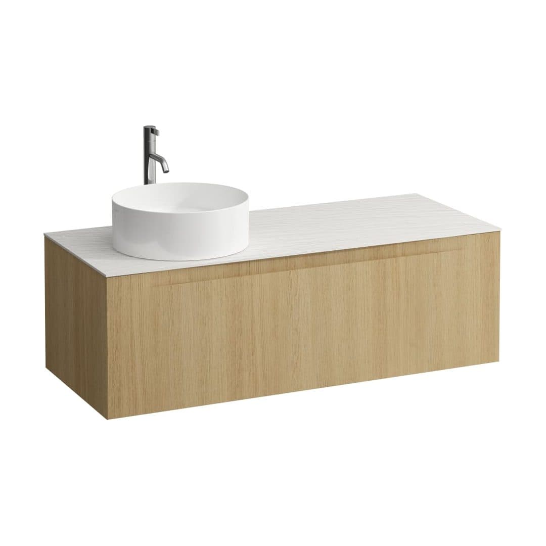 Laufen ARUN – Έπιπλο Νιπτήρα – 1205 mm, 1 συρτάρι, πάγκος Ardesia Bianca, άνοιγμα αριστερά, με οπή μπαταρίας – Light oak (H4141261512501)