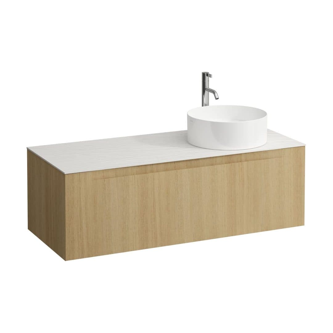 Laufen ARUN – Έπιπλο Νιπτήρα – 1205 mm, 1 συρτάρι, πάγκος Ardesia Bianca, άνοιγμα δεξιά, με οπή μπαταρίας – Light oak (H4141271512501)